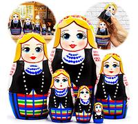AEVVV Juego de 6 muñecas ucranianas anidadas, regalos ucranianos, muñecas matrioshka bielorrusas en vestido tradicional Novogrudok, con patrones étnicos, muñeca rusa