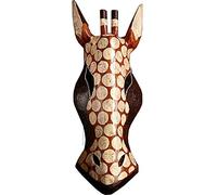 AEVVV Máscaras africanas de jirafa para decoración del hogar, jirafa africana tallada en madera, decoración de safari para colgar en la pared (jirafa oscura, 12 pulgadas)