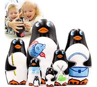 AEVVV Russian Nesting Dolls - Hand Painted Penguin Family Matryoshka Set - Unique Collectible Folk Art - Ideal Gift for Home Décor, Christmas & Family - 7 pcs
