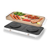 AEWHALE Cocina Eléctrica Portátil doble, 2000 W Hornillo Eléctrico 2 quemadores con placa de cerámica antiadherente extraíble parrilla eléctrica, ideal para Camping, Caravanas o Cocinas pequeñas
