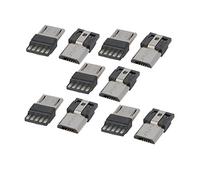 Aexit 10 Unids Micro USB Macho Tipo B 5 Terminal Jack (model: F6178IV-3789GK) Puerto Soldador Conector