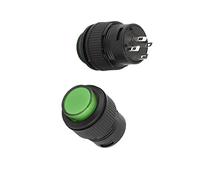 Aexit 2 Unids R16-503 16mm Interruptor de Botón Pulsador Indicador (model: T3219IV-7741UY) LED Verde Autobloqueante