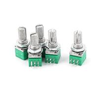 Aexit 5 unids B50K Doble Lineal Tipo B 50K Ohm 6mm Diámetro Moleteado (Model: A7561VIX-8560BF) Rotary Potenciómetro Giratorio