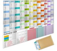 AEYAKA Calendario de pared 2026, tamaño grande, Annuel, A1 con Aperçu des Jours Fériés Semaines du Calendrier, plié, 57 cm x 87 cm