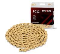 AEYINO Cadena de bicicleta, 6/7/8/9/10/11/12 velocidades, 1/2 x 11/128 pulgadas, 116 eslabones para bicicleta de carretera/bicicleta de montaña/MTB, compatible con SHIMANO/SRAM/KMC, oro (dorado, 12