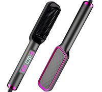Aeyytoe Planchas del Pelo, Cepillo alisador de cabello, Pantalla LCD de calentamiento rápido de 2 minutos, Ajuste de temperatura 80-230°C Cepillo Alisador Pelo, Alisador de cabello (Grey)