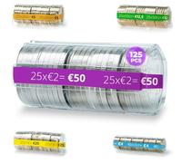 AF® - 125 Blister Monedas, Pack 125 blister monedas 2 euros | Formato Europeo, Organiza y protege tu dinero en efectivo, Organizador de monedas, Contador de monedas