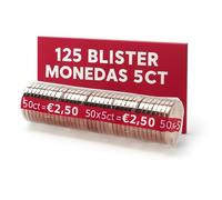 AF® - 125 Blister Monedas, Pack 125 blister monedas 5 centimos | Formato Europeo, Organiza y protege tu dinero en efectivo, Organizador de monedas, Contador de monedas para 5ct.
