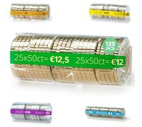 AF® - 125 Blister Monedas, Pack 125 blister monedas 50 centimos | Formato Europeo, Organiza y protege tu dinero en efectivo, Organizador de monedas, Contador de monedas para 50ct.