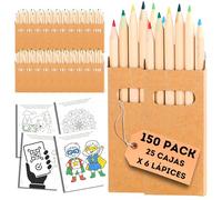 AF® - 150 pack colores | Pack Pintura Niños con 25 Mini Regalos x 6 lapices colores infantiles | Para comuniones, fiestas de cumpleaños, detalles alumnos fin de curso + Plantillas imprimibles por QR