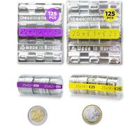 AF® - 250 Pack Blister Monedas | 125 Blister Monedas 2 Euros + 125 Blister Monedas 1 Euro para Guardar Monedas | Clasificador de monedas con cierre, Organizador de monedas con Blister para monedas
