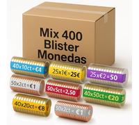 AF® - 400 Blister Monedas | Mix 400 blister monedas de 1,2 y 5 centimos + 50 Blister Monedas 2 Euros + 50 Blister Monedas 1 Euro, 50cent, 20cent, 10cent para Guardar Monedas (50 por Moneda)
