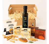 AF® - Cesta gourmet para regalar con AOVE 250ml cristal, quesos cremas, paté al Pedro Ximenez, sobrasada y picos artesanos - Cestas de navidad para regalar