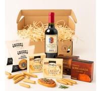 AF® - Cesta gourmet para regalar con vino mini Tierra Grande 37.5cl, quesos cremas, paté al Pedro Ximenez, sobrasada y picos artesanos - Cestas de navidad para regalar