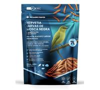 AF® Larvas de Mosca Negra Deshidratadas 1kg, 7L Alternativa Gusanos de la Harina Tenebrios 43% Proteína, Snack Natural para Pájaros, Erizos y Reptiles, Más Energía 575kcal/100g con Zip