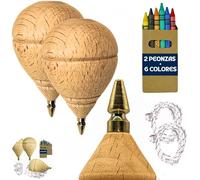 AF® - Peonza Madera, Set 2 Peonzas Niños + 6 Ceras de Colores para Niños | Personaliza tu Trompo Madera Tradicional, Diversión para los más peques y no Tan peques | Detalle Alumnos Fin de Curso