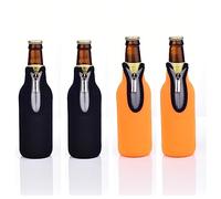 AF-WAN Funda para botellas de cerveza estándar de 330 ml, con cremallera, funda de neopreno engrosada antideslizante (4 unidades) (2 negros y 2 naranjas)