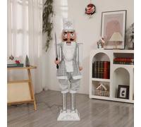 AFAGUEEUPD Adorno navideño Grande de Soldado Cascanueces de 160 cm (5,25 pies), Equipado con Luces y música, Brazo Que se balancea automáticamente para Navidad, jardín, césped o Porche. E1