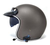 AFAGUEEUPD Casco de Motocicleta Abierto de Medio Casco, Bluetooth 3/4, Retro, con Visera Solar y Interior extraíble, Casco Abierto, homologado Dot/ECE Jet. C,XXL(63cm)