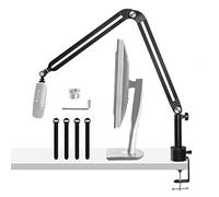 AFAITH Brazo Microfono con Tubo de Extensión, Soporte Micrófono Mesa Pie de Micro para Podcast Streaming Gaming, con Adaptador 3/8 5/8 para Hyperx Quadcast AT2020 Razer Seiren Mini