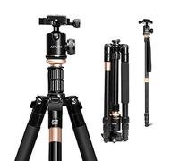 AFAITH Trípode de Viaje Profesional para Cámara, Portátil Extensible Aleación de Aluminio 4-Secciones Columna Central Monopie para DSLR SLR Canon Nikon Pentax Sony Video Cámara Digital Videocámara
