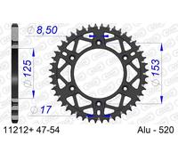 Corona afam aluminio ultraligera 11212-paso 520 para moto repuestos accesorios