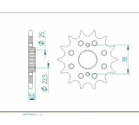 AFAM Piñón de acero estándar 166400 - 520, tamaño 100 mm
