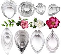 AFANGMQ Herramienta de Arcilla polimérica cortadores de Acero Inoxidable gumpaste Flor Bricolaje Artesanía de Metal pétalo Hoja de Corte de Galletas Fondant Making Mold (Color : 26pcs Set)