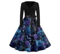 AFANYUH Vestidos De Mujer Elegantes Largos Vestido Negro con Diseño Medieval para Ocasiones Y Eventos Formales Real 4XL