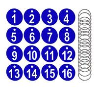 AFASOES 1-50 Llaveros Plastico Con Etiqueta Llaveros Numerados para Taquillas 50 Numeros para Perchas Etiquetas Numeradas Numeros Llavero para Llaves Perchas Taquillas Hoteles Pubs Spa, 3.5 cm, Azul