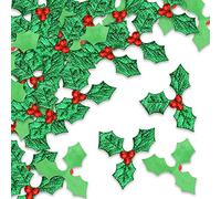 AFASOES 100 Pcs Bayas de Acebo con Hojas Verdes Bayas de Acebo Artificiales Hojas de Bayas de Acebo Bayas Artificiales de Acebo para Guirnaldas de Navidad Envoltorios de Regalos Manualidad, 5cm