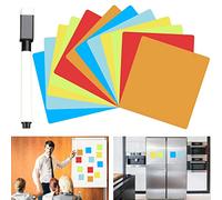 AFASOES 12 Pcs Notas Adhesivas 10x10cm Etiquetas Notas Pizarra Blanca Tarjetas Tableros Reutilizables e Impermeable + Un Marcador de Pizarra para Cocina, Hogar, Oficina y Clase