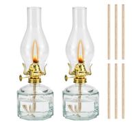 AFASOES 2 Pcs Lámpara de Aceite Antigua 28cm Lampara Queroseno Vintage Lámpara de Keroseno Lámpara de Aceite con 6 Mecha Brillo Ajustable a Prueba de Viento para Sala Comedor Exteriores Interior