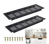 AFASOES 2 Pcs Rejilla Negra Ventilacion 250x80x15mm Rejilla Ventilacion Aluminio Rejilla Ventilacion Rectangular Rejilla Grande Metalica Pared Ventilacion rejilla de Leña de chimenea + 8 Pcs Tornillos