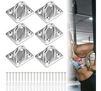 AFASOES 6 Pcs Placa de Ojo M5 Ganchos de Techo de Acero Inoxidable Anclajes para Hamacas Argolla Pared Ganchos de Anclaje para Colgar Bandas Correa Hamacas Yoga Toldo + 24 Tornillos, Cada Carga 100KG