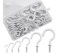 AFASOES 85 Pcs Gancho Tazas Cocina Gancho de Copa Blanco Gancho para Colgar Tazas Grande con Recubierto de Vinilo para Colgar Tazas de Desayuno Llave, 6 Tamaños Diferentes, con un Caja de Plástica