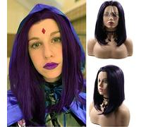 AFBeauty Peluca morada corta de mezcla de Bob color morado, peluca de encaje frontal sin pegamento, pelucas realistas de cabello natural prearrancado, pelucas afro para mujeres negras, Drag Queen