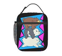 AFBQOPL Bolsas de almuerzo We Bare Anime Bears, bolsa de almuerzo aislada, reutilizable, portátil, para exteriores, oficina, picnic, 10 x 4 x 8 pulgadas