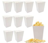 AFCJLTO 10 cuencos de palomitas de maíz blancos para fiestas, picnics y cine, Incluye cajas de mesa y bolsas de papel para palomitas de maíz, ¡Perfectos para postre o aperitivos!