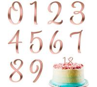 AFCJLTO 10 pcs Decoración de Número para Tarta, Inserciones De Pastel De Acrílico, Pegatinas Acrílicas de Número para Tarta Cumpleaños Fiesta Oro, Topper Cake Cumpleaños en Diseño de 0 a 9, Oro rosa