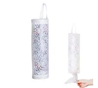 AFCJLTO 1pcs Porta Bolsas de Basura Blanco, Lavable y Plegable, Soporte de Bolsa de Plástico Impermeable con Diseño de Delicadas Flores Tridimensionales, Ideal para la Cocina Casera, Tamaño 11x44cm