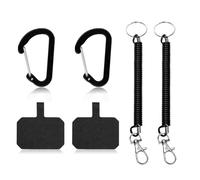 AFCJLTO 2 correas de resorte negras para teléfonos móviles，Cable espiral flexible con mosquetón y llavero universal，Compatible con iPhone, Samsung y Huawei