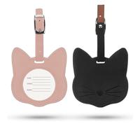 AFCJLTO 2 Etiquetas de Equipaje para Gato - Identificador de Maletas de Viaje con Diseño Felino - Sistema Cutáneo Fácil de Identificar - Ideal para Viajes, fáciles de identificar cuando viaja en avión