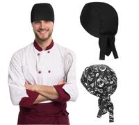 AFCJLTO 2 Gorros de Cocinero de Algodón Ajustables,Japonés Gorro de Trabajo de Cocina Chef Hat Gorro de Cocinero Gorro Unisex Cocina Gorro de Chef en Algodón para Hornear Cocinar Cocina