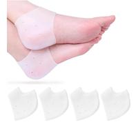AFCJLTO 2 Pares Protector Talon Silicona, Transpirable Ajustable Protector de Talon, Calcetin Taloneras de Gel Hidratantes, Almohadillas,para la Fascitis Plantar, Espolones Tacón(Blanco)