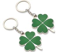 AFCJLTO 2 Piezas de Colgante de Llave como Amuleto de la Suerte Trébol de Cuatro Hojas, Regalo de Pareja, Llavero de Amor y Buena Suerte, Regalo Cálido para el Hogar y Novio