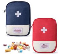 AFCJLTO 2pcs Kit De Primeros Auxilios De Viaje Portátil,Mini Botiquín de Medicina, Bolsa Médica Vacía para Situaciones Emergencia en Hogar, Viajes,Bolsa Médica Vacio(Rojo+Azul marino）