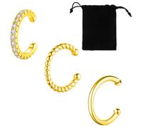 AFCJLTO 3pcs Ear Cuff Pendientes Oreja Sin Agujero para Mujere Pendientes Clip Acero Inoxidable Pendientes Aro Mujer, Oro