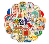 AFCJLTO 50pcs pegatinas de viaje retro para maleta graffiti impermeables para casco, ordenador, monopatín, coche, motocicleta