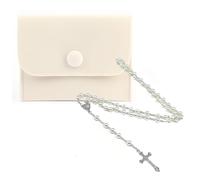 AFCJLTO Rosario católico Regalo de confirmación para chicas adolescentes, Un solo color, estilo sencillo con bolsa de botones, rosario de perlas de imitación.